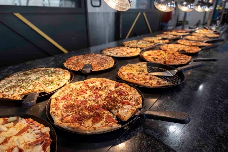 Pizza buffet at Premier Lanes Oxford
